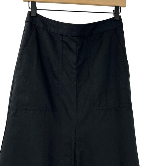 Closed Lillies Linen Blend Midi Skiet Sz S Black - Picture 2 of 8